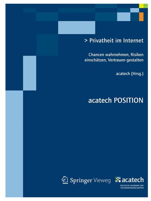 Title details for Privatheit im Internet by . acatech - Available